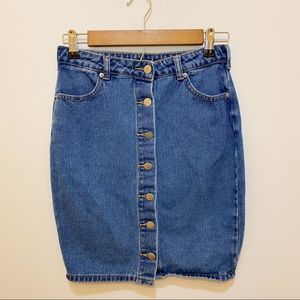 F21 High-Waist Denim Pencil Skirt
